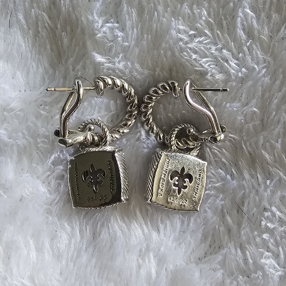 Judith Ripka Silver Earrings with Clear Stones - Picture 4 of 4